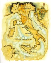 Mike Reagan decorative map of Caravaggio's Italy